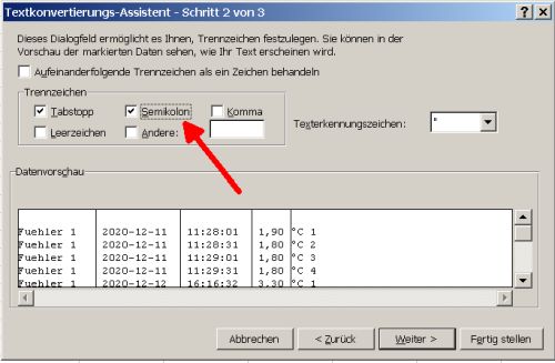Konvertierung nach Excel