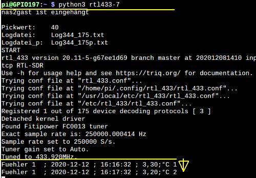 Terminalansicht nach Programmstart