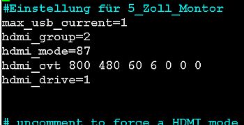 Einstellungen für den 5 Zoll Monitor