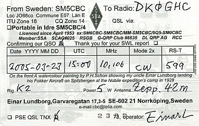 QSL Karte hinten